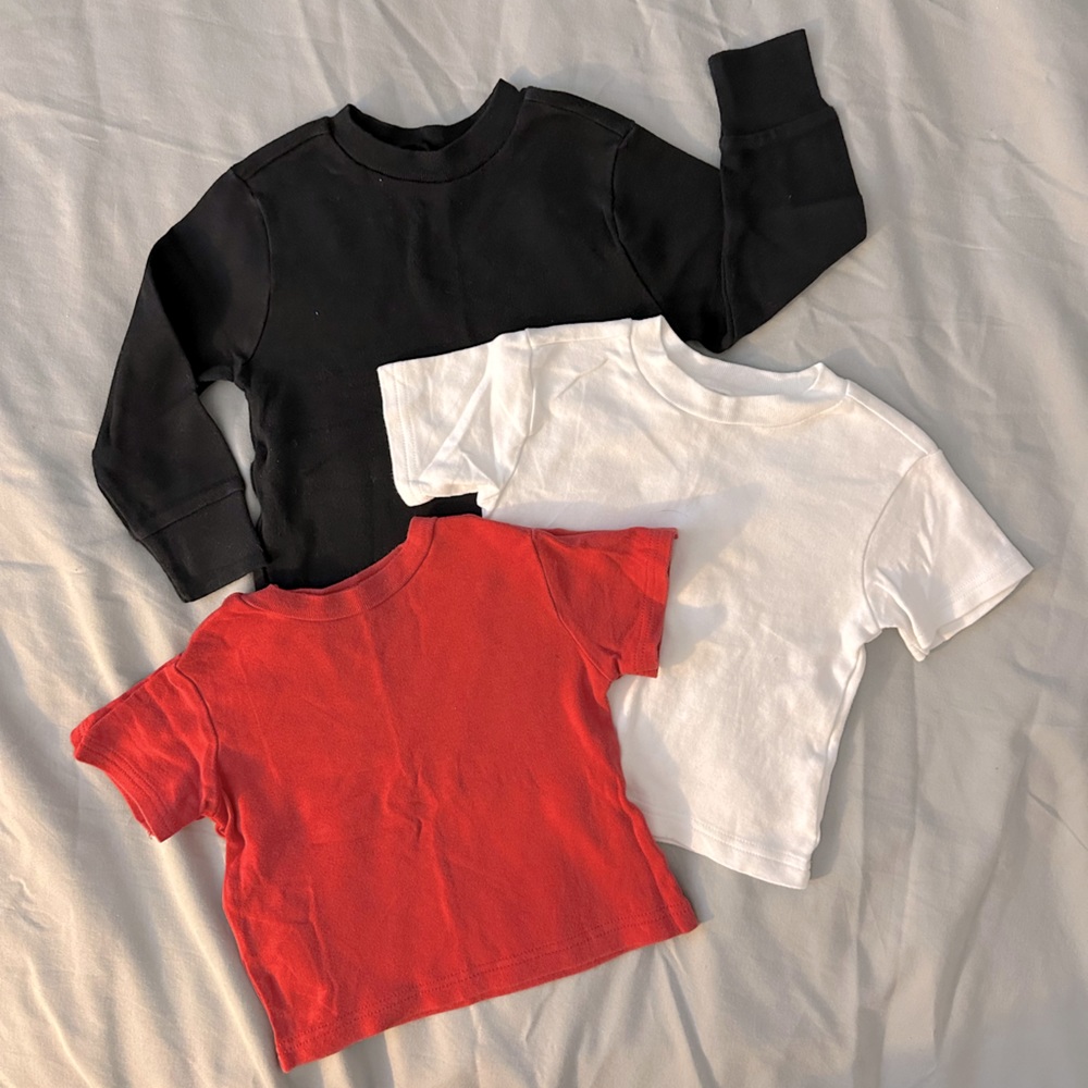 Three Baby Basic Tees - Long Sleeve and Short Sleeve